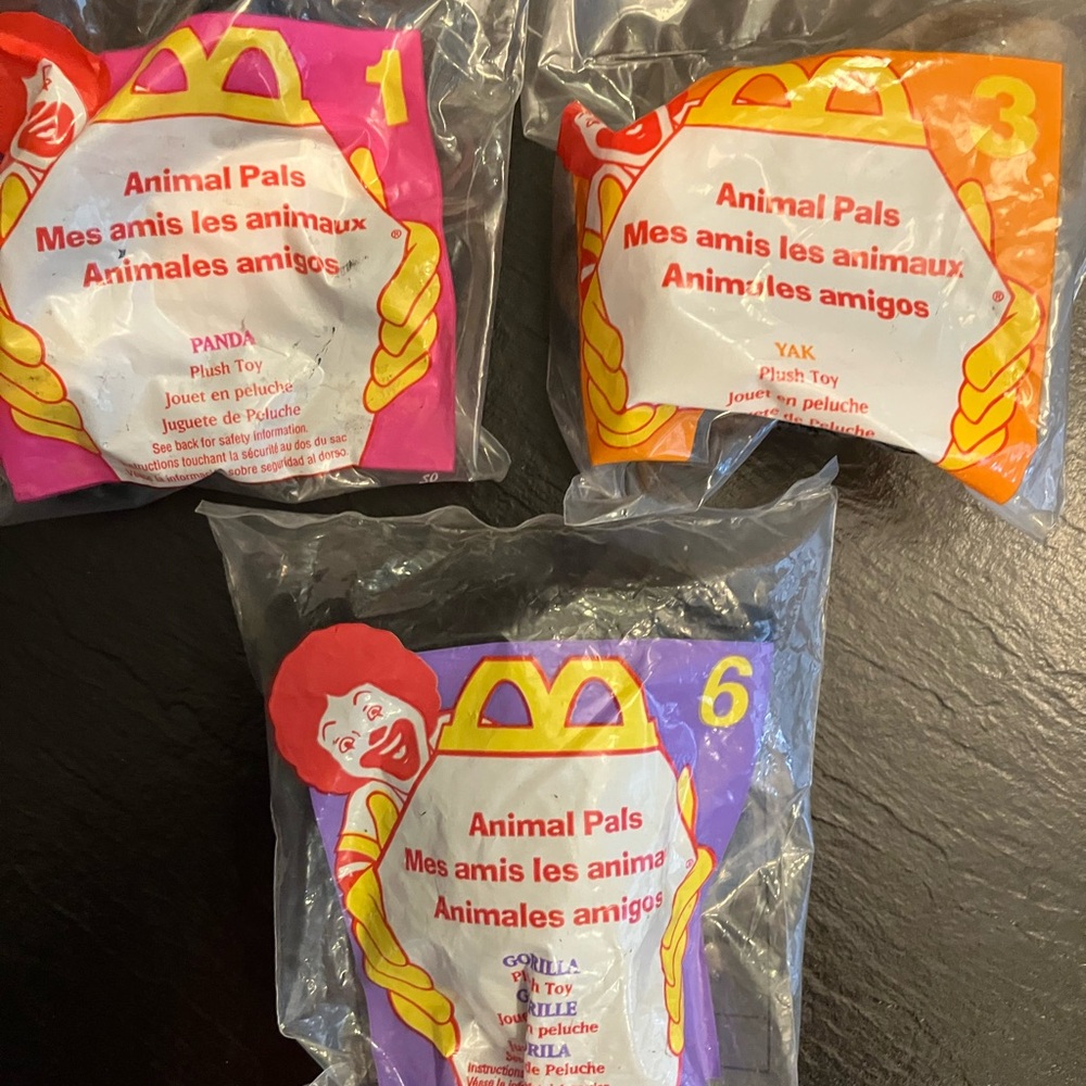 McDonald's 1997 Animal Pals Happy Meal Toys -  1 3 & 6 New Sealed Unopened